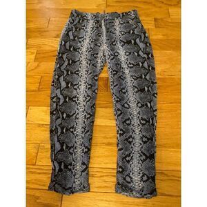 Dorothy Perkins women's blue snake skin printed high rise casual pants size 8